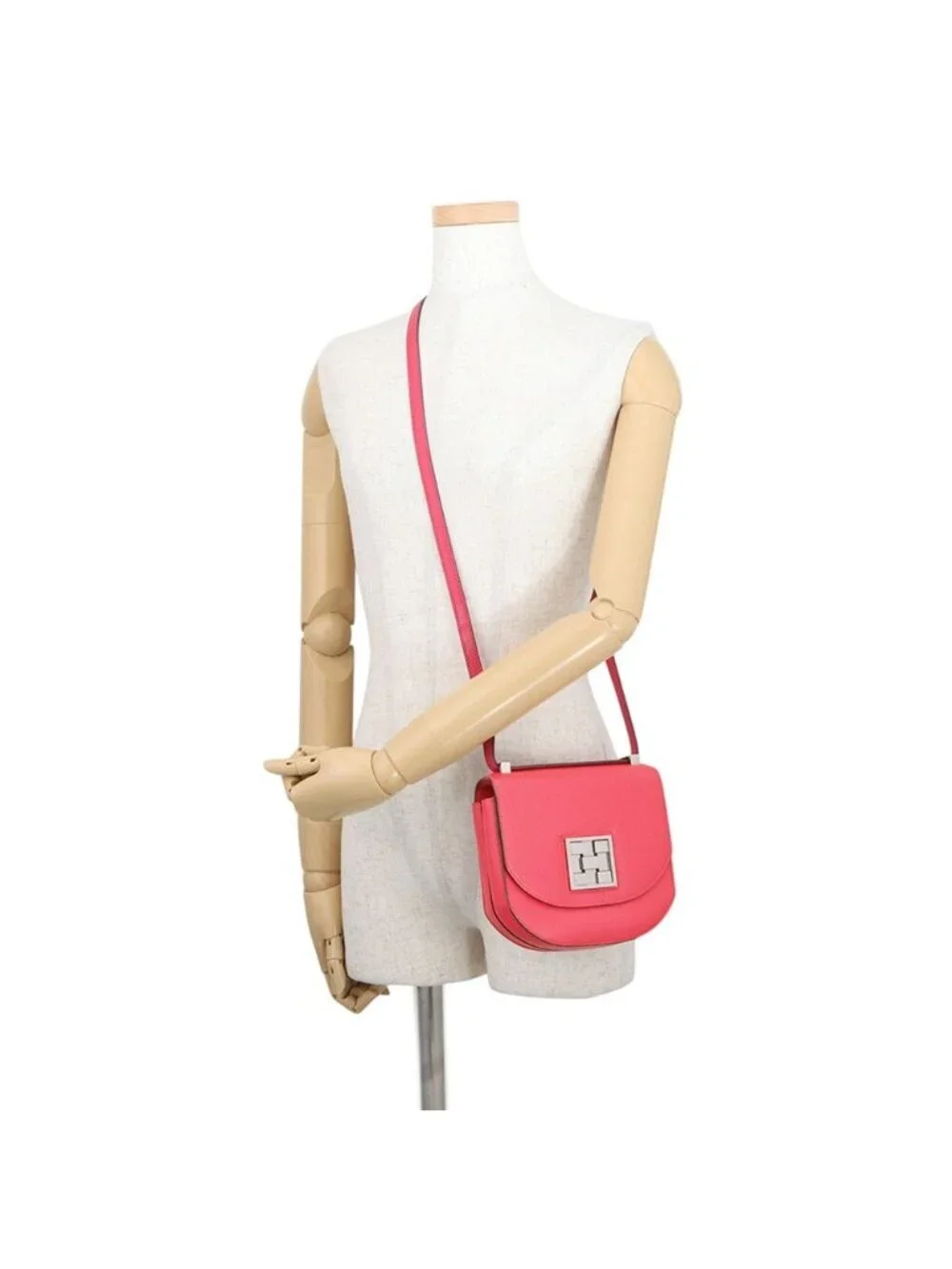 Hermes Shoulder Bag Mosaic Van Quatre Rose Silver Epsom